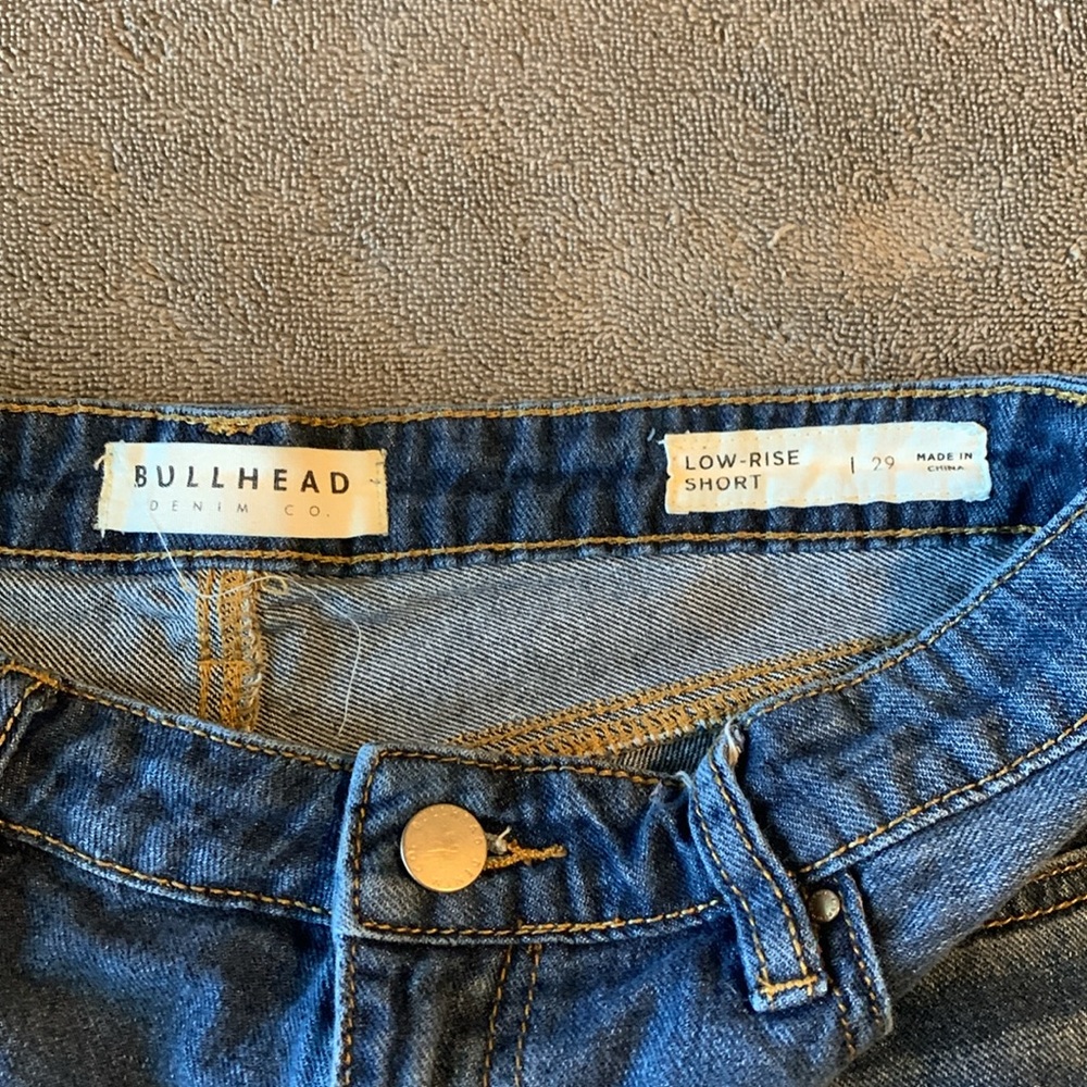 Bullhead Blue Distressed Jean Shorts - Picture 2 of 3